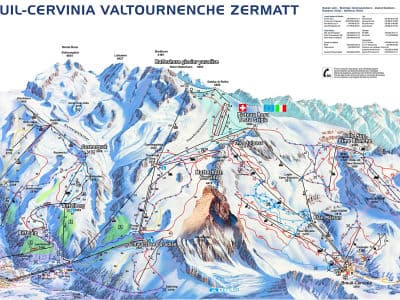 Карта лыжных трасс Червинии, Италия