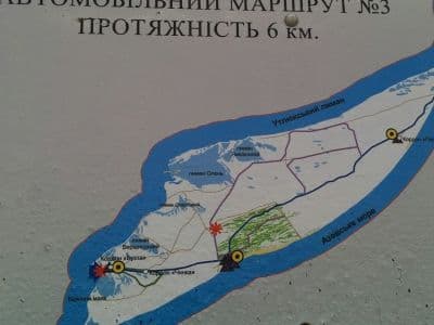Бирючий остров в Геническе с Азово-Сивашским национальным природным парком. Автомобильный маршрут.