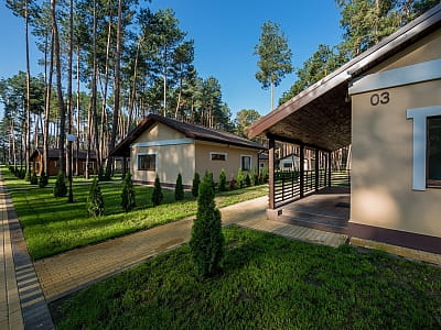 Домики и гостиничные номера в загородном комплексе «Тихий Лес» на берегу Днепра