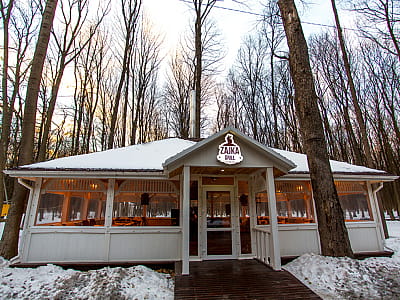 охотничий домик с костром и запахом древесины Zajka Grill в загородном комплексе ZASTAVA (Застава) возле Умани