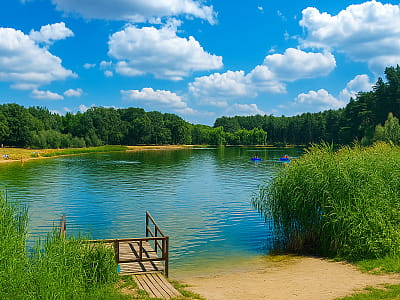 Озеро Большое в парке Партизанской славы — самый большой водоем Дарницкого района Киева, популярное место для прогулок, рыбалки и отдыха.