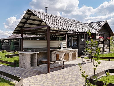 летняя кухня в загородном комплексе «Аквамарин» в селе Луковица, недалеко от Полтавы