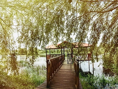 живописное озеро в загородном комплексе «Смерекова Хата» в селе Кимната Тернопольской области