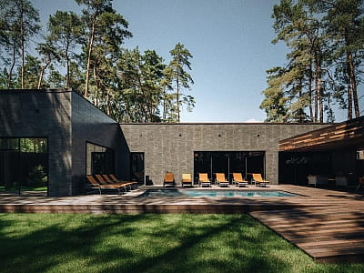 номера в корпусе, просторные коттеджи, уютные шале и виллы в загородном комплексе Verholy Relax Park в селе Сосновая Полтавской области