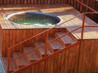 классический карпатский чан на дровах под открытым небом в BARICLUB