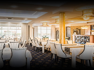 Ресторан в загородном комплексе «Потоки Хауз» в живописном уголке Полтавщины, на берегу реки Днепр, в селе Каменные Потоки недалеко от Кременчуга.