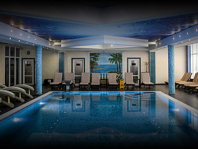 крытый бассейн в SPA в загородном комплексе «Потоки Хауз» в живописном уголке Полтавщины, на берегу реки Днепр, в селе Каменные Потоки недалеко от Кременчуга.