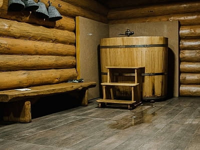 банный коттедж в ресторанно-рекреационном комплексе «Gosti», расположенном среди соснового леса примерно в 10 км от Луцка, в селе Брище, вдоль трассы Луцк — Ковель