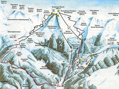 Карта лыжных трасс в курорте Закопане