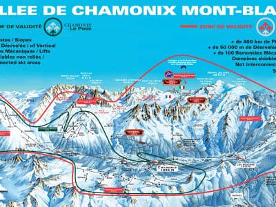 Карта горнолыжного курорта Шамони, Франция.
