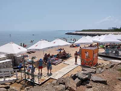Особенностью пляжа "Занзибар" является его уютная обстановка, детская площадка, наличие достаточного количества шезлонгов, столиков, зонтов, навесов, шатров. Все это позволяет рассчитывать на спокойный и приятный отдых.