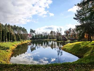 Большое зарыбленое озеро в загородном комплексе "Кривое озеро" возле Львова.